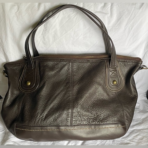The Sak Brown Leather Shoulder Bag with Double Handles - Picture 2 of 8